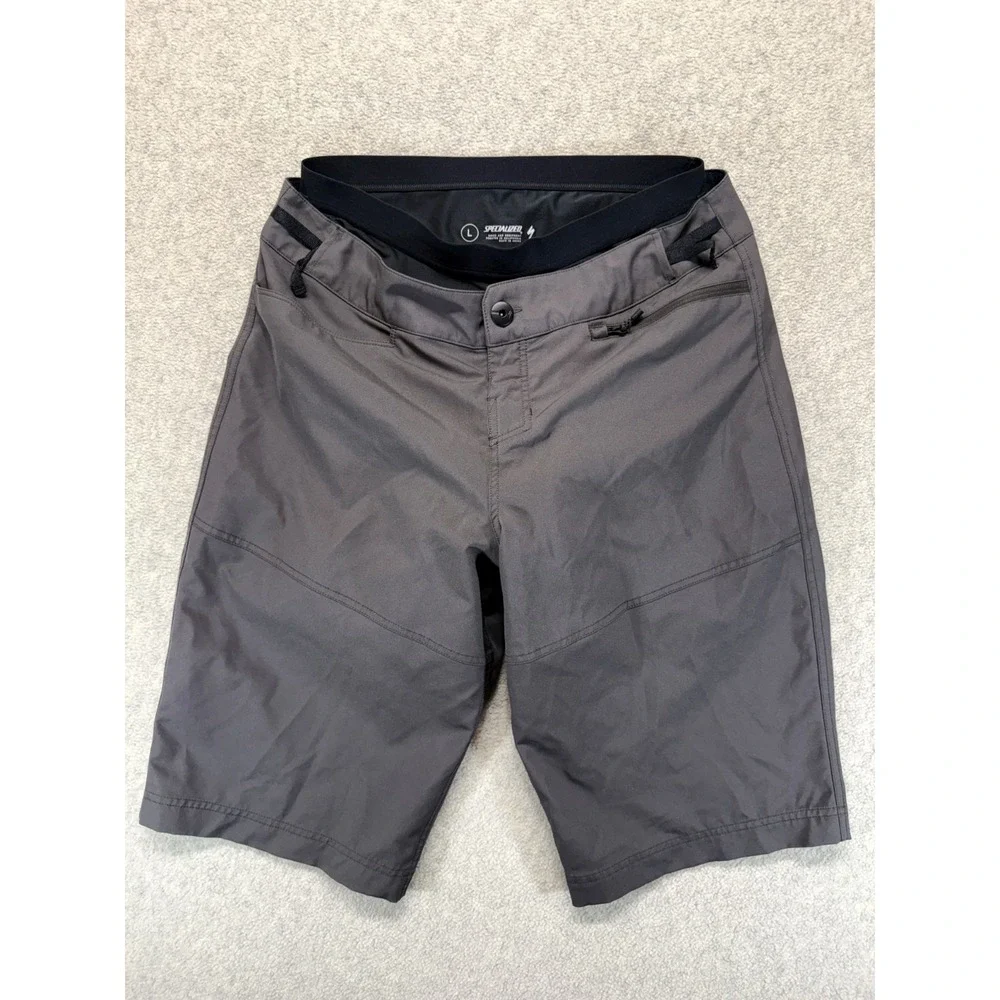 Specialized Mens Trail Shorts Gray Black Detachable Chamois Liner Bike Cycling L